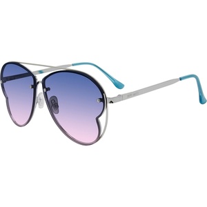 Steve Madden womens Steve Madden Female Sunglasses Style Monet Aviator Sunglasses(Shiny Silver/Blue Gradient)