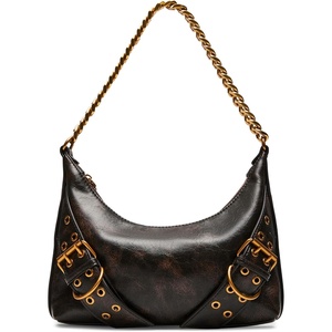 Steve Madden womens Steve Madden Graya-d Distressed Roller Buckle Shoulder Bag(Dark Brown)