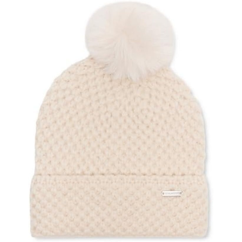 image:imageSteve Madden Waffle Knit Beanie with POM Ivory