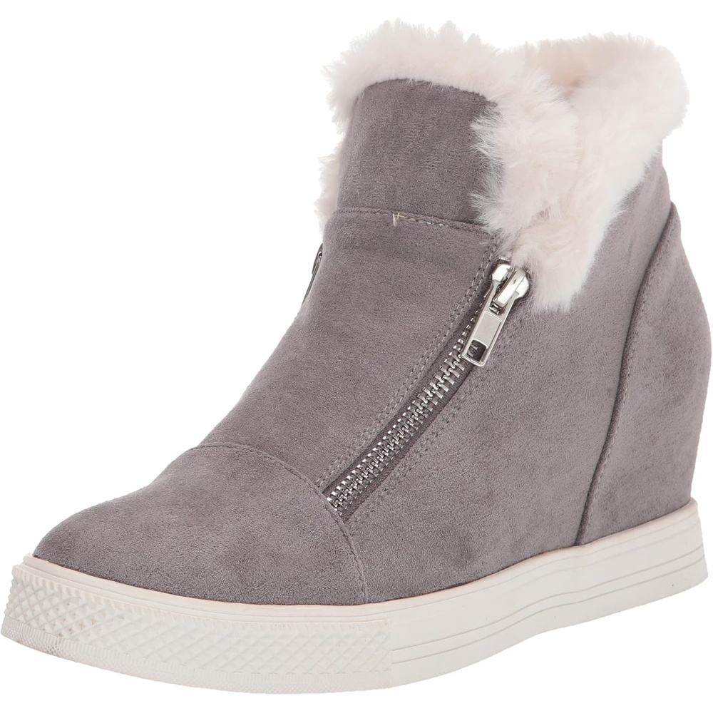image:imageSteve Madden Womens Wedgie SneakerGrey Suede Fur