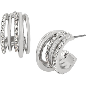 Pave Hoop Earrings(CRYSTAL/RHODIUM)