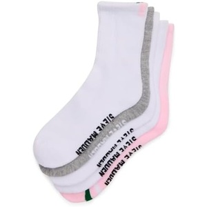 Steve Madden 5PK STRIPE BACK HIT SHORTIE CREW HALF CUSHION WHITE 5PK 9-11