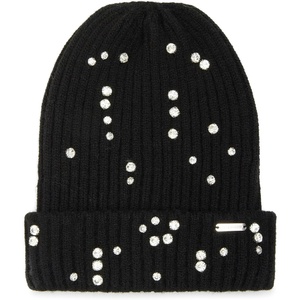 Steve Madden Beanie and Scarf Embellished Gift Set, Black