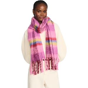 Steve Madden Lofty Plaid Winter Scarf, Strawberry Pink