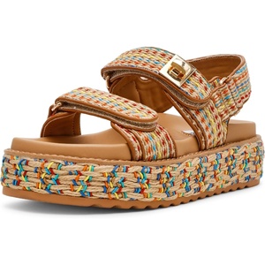 Steve Madden Women’s Bigmona Platform Sandals(Multi Raffia)