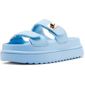 Steve Madden Women’s Bigschmona Platform Sandal(Blue Jelly)