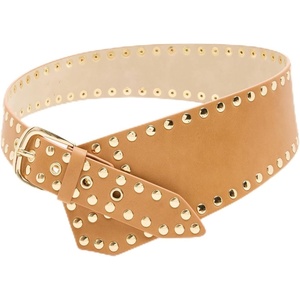 Steve Madden Women’s Brown Studded Low Slung Pant Belt(Brown)
