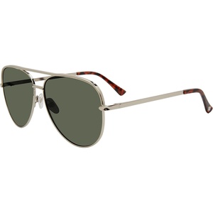 Steve Madden Women’s Dante Sunglasses(Shiny Silver/Solid Green)