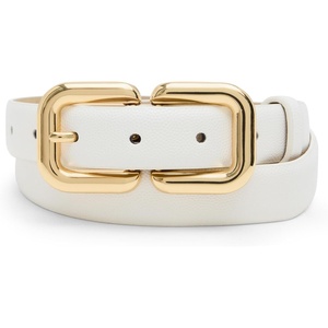 Steve Madden Women’s Double Buckle Pant Belt(White)