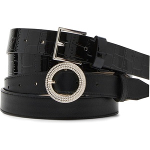 Steve Madden Women’s Mercer 2 for 1 Pant Belt(Black)
