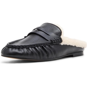 Steve Madden Women’s Rafe Loafer(Black Leather Fur)