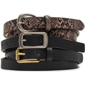 Steve Madden Women’s Steve Madden 3 Pack Women Belts for Jeans Dresses Pants Ladies Waist Belt(Black/Grey)