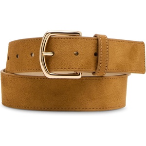 Steve Madden Women’s Topstitched Faux Suede Belt(Buttermilk)