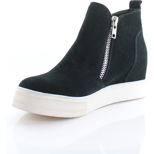 Steve Madden Women’s Wedgie Sneaker(Black Leather)