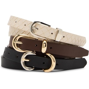 Steve Madden Women’s Western 3 for 1 Belt Set(Black/Tan Multi)