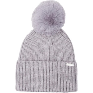 Steve Madden Women’s Wide Cuff Beanie with Pom(Grey)