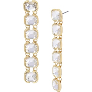 Stone Linear Earrings(Crystal/Gold)
