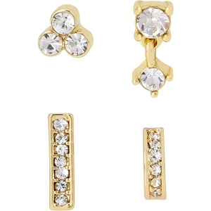 Stone Mismatched Earring Set(Crystal/Gold)