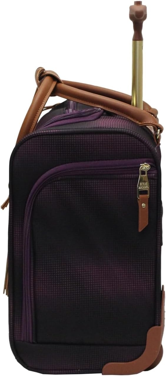 image:imageSteve Madden Designer 15 Inch Carry on Suitcase Small Weekender Overnight Business Travel Luggage Lightweight 2 Rolling Spinner Wheels Under Seat Bag for Women Shadow PurpleShadow Purple