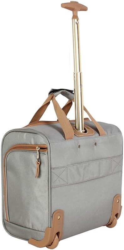 image:imageSteve Madden Designer 15 Inch Carry on Suitcase Small Weekender Overnight Business Travel Luggage Lightweight 2 Rolling Spinner Wheels Under Seat Bag for Women Shadow PurpleHarlo Gray