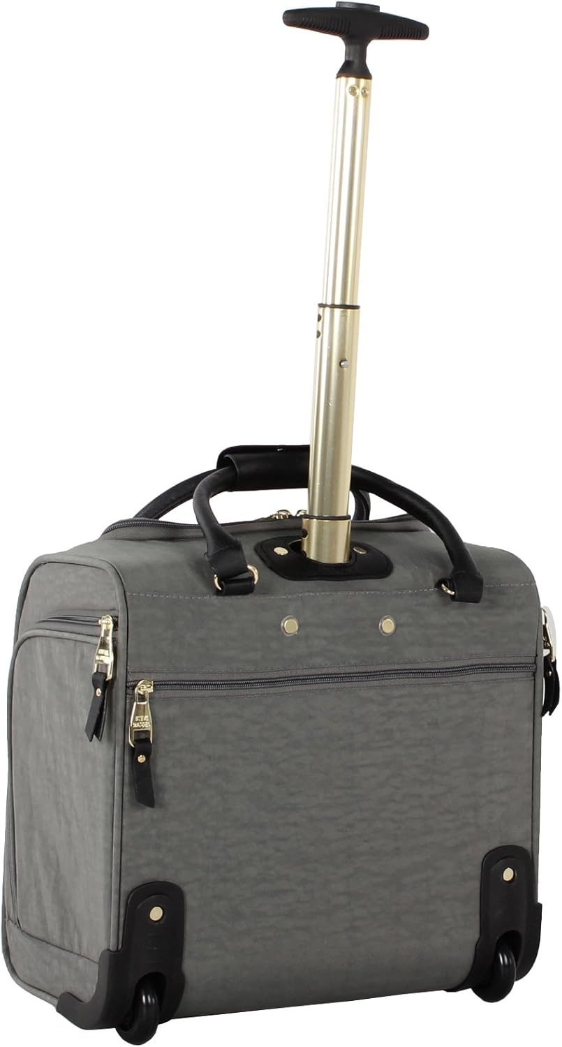 image:imageSteve Madden Designer 15 Inch Carry on Suitcase Small Weekender Overnight Business Travel Luggage Lightweight 2 Rolling Spinner Wheels Under Seat Bag for Women Shadow PurplePeekaboo Grey