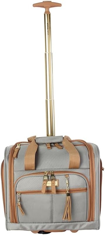 image:imageSteve Madden Designer 15 Inch Carry on Suitcase Small Weekender Overnight Business Travel Luggage Lightweight 2 Rolling Spinner Wheels Under Seat Bag for Women Shadow PurpleHarlo Gray