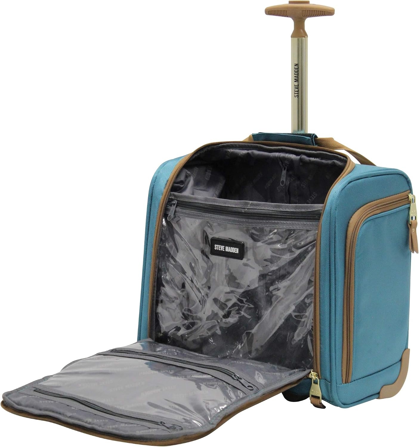 image:imageSteve Madden Designer 15 Inch Carry on Suitcase Small Weekender Overnight Business Travel Luggage Lightweight 2 Rolling Spinner Wheels Under Seat Bag for Women Shadow PurpleHarlo Teal Blue