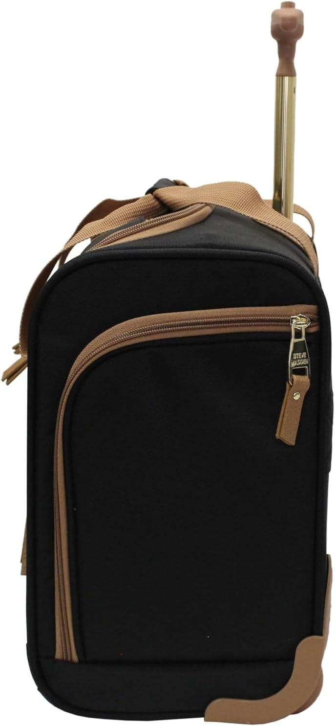 image:imageSteve Madden Designer 15 Inch Carry on Suitcase Small Weekender Overnight Business Travel Luggage Lightweight 2 Rolling Spinner Wheels Under Seat Bag for Women Shadow PurpleHarlo Black
