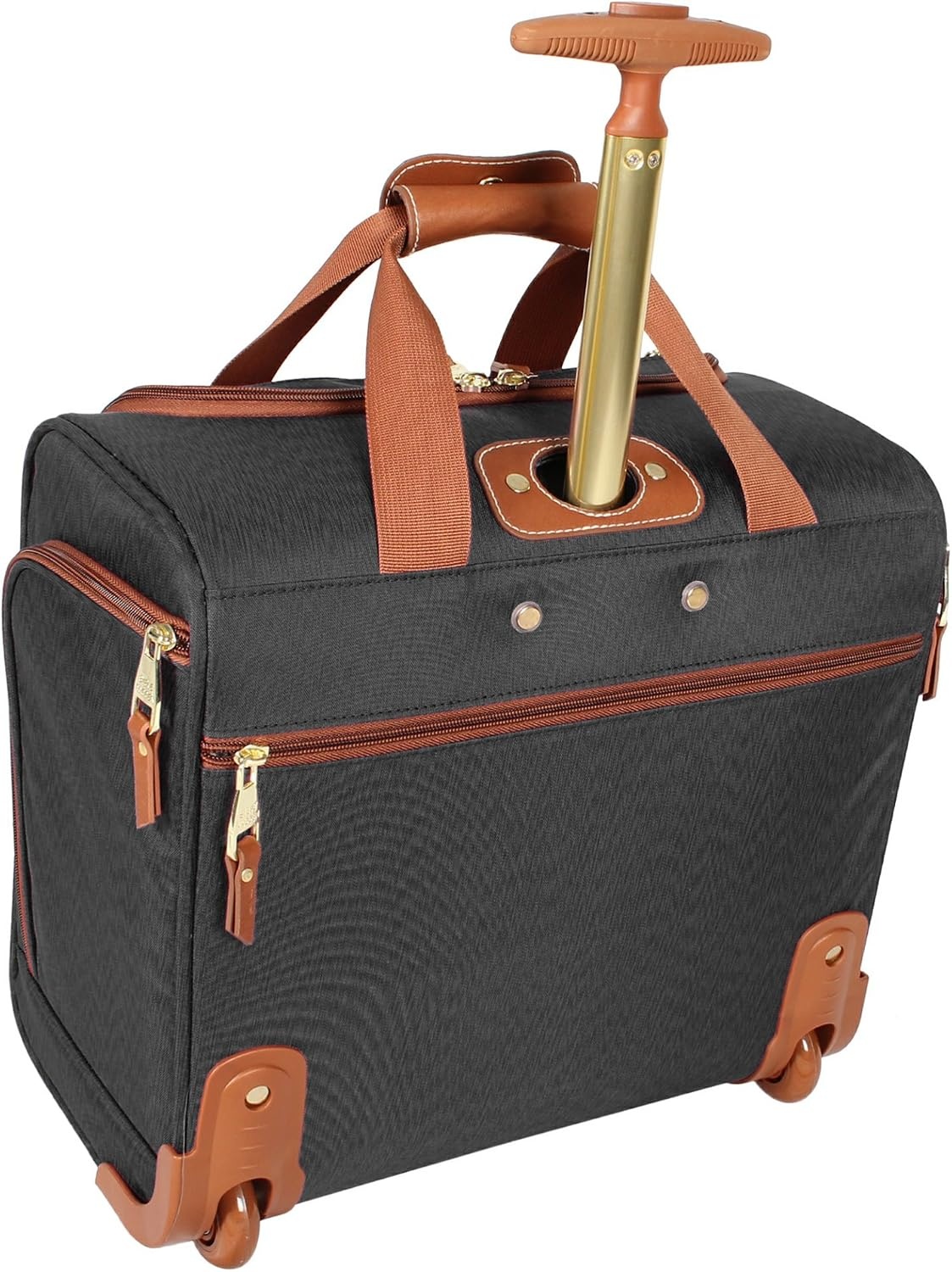 image:imageSteve Madden Designer 15 Inch Carry on Suitcase Small Weekender Overnight Business Travel Luggage Lightweight 2 Rolling Spinner Wheels Under Seat Bag for Women Black us11 SportsBlack