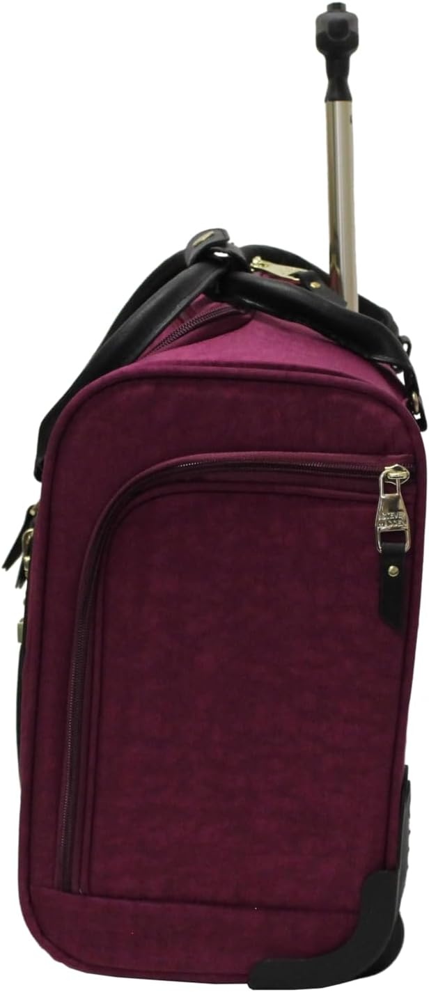 image:imageSteve Madden Designer 15 Inch Carry on Suitcase Small Weekender Overnight Business Travel Luggage Lightweight 2 Rolling Spinner Wheels Under Seat Bag for Women Shadow PurplePeekABoo Purple