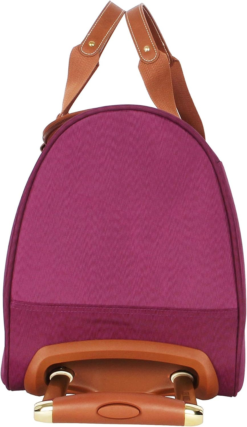 image:imageSteve Madden Designer Carry On Luggage Collection Lightweight 20 Inch Duffel Bag Weekender Overnight Business Travel Suitcase with 2 Rolling Spinner Wheels Global BlackGlobal Purple