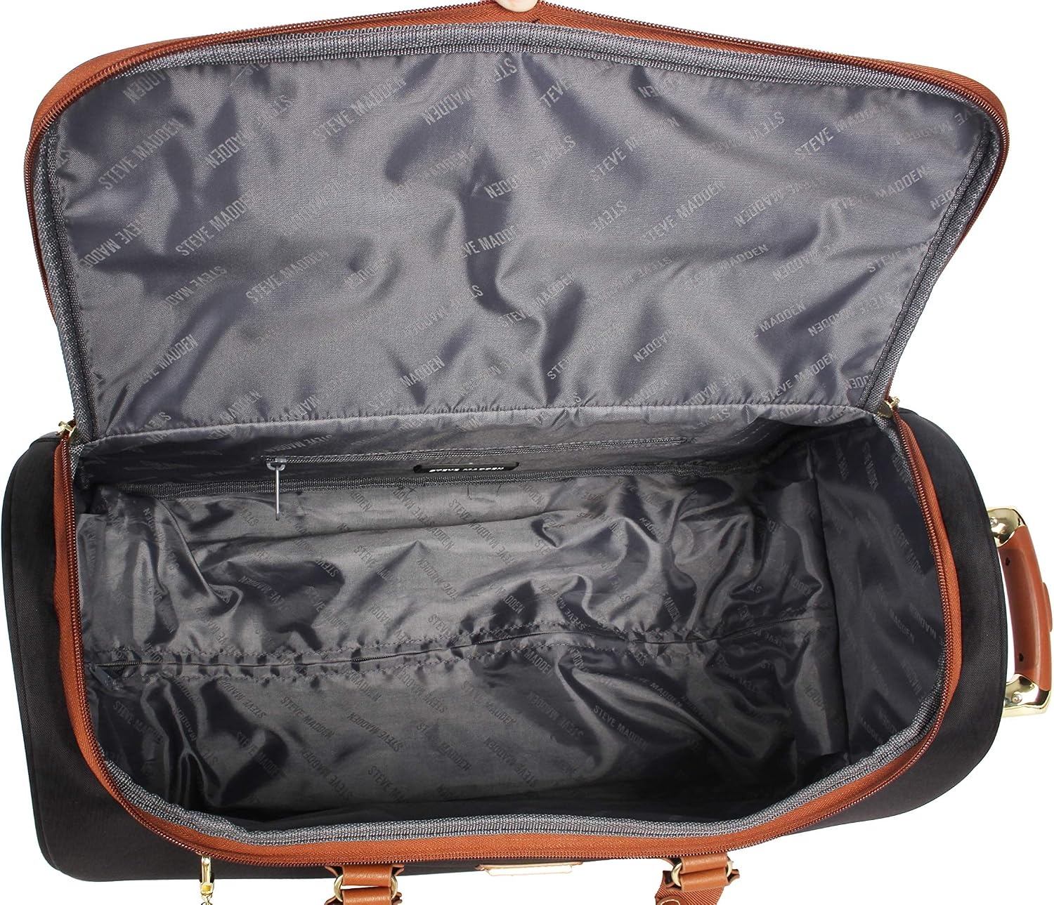 image:imageSteve Madden Designer Carry On Luggage Collection Lightweight 20 Inch Duffel Bag Weekender Overnight Business Travel Suitcase with 2 Rolling Spinner Wheels Global BlackGlobal Black