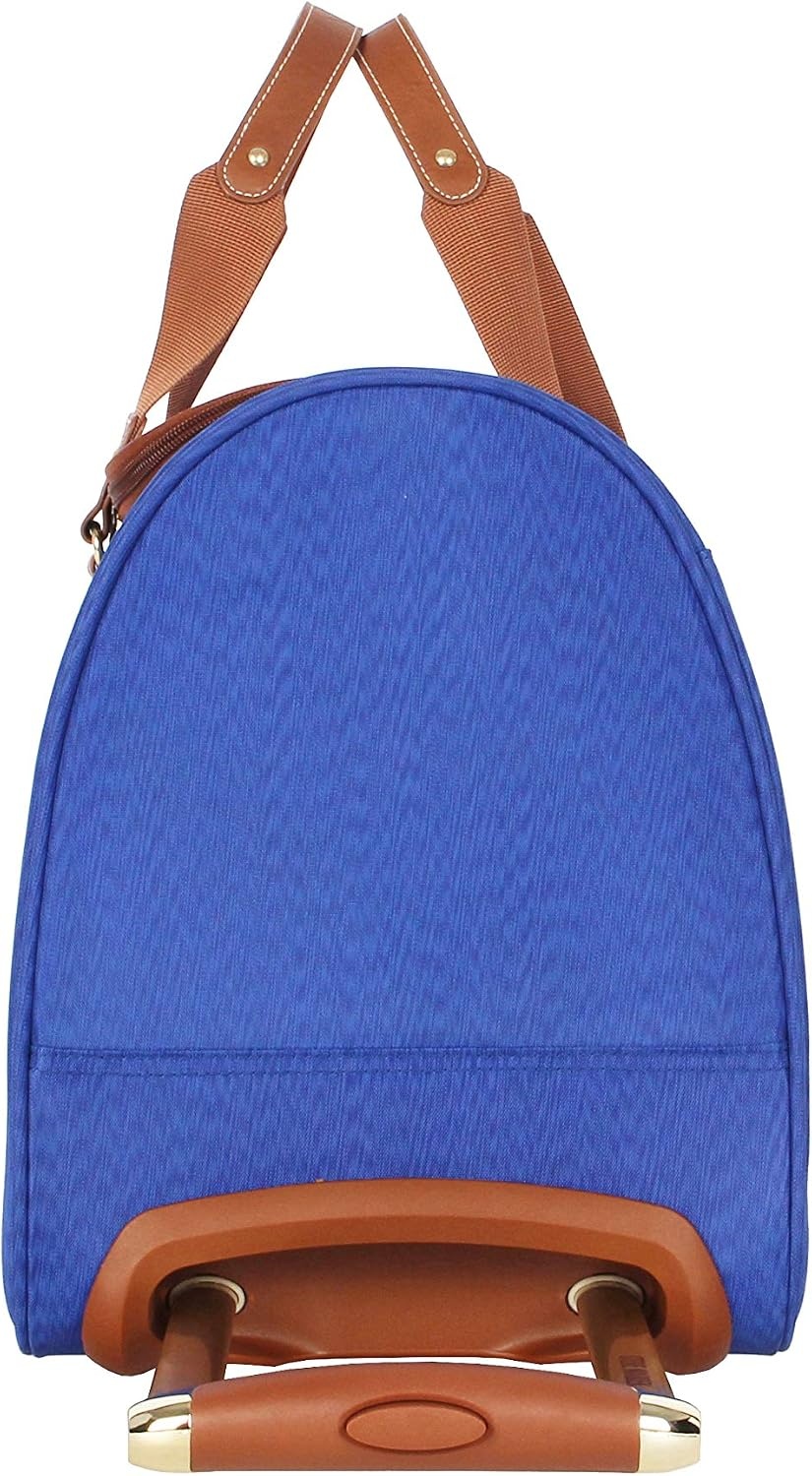 image:imageSteve Madden Designer Carry On Luggage Collection Lightweight 20 Inch Duffel Bag Weekender Overnight Business Travel Suitcase with 2 Rolling Spinner Wheels Global BlackGlobal Blue