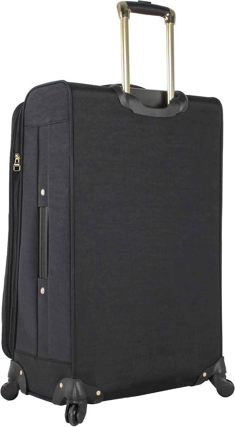 image:imageSteve Madden Designer Luggage Collection 3 Piece Softside Expandable Lightweight Spinner Suitcase Set Travel Set Includes an Under Seat Bag 20Inch Carry on and 28Inch Checked Suitcase ShadowPeekaboo Black