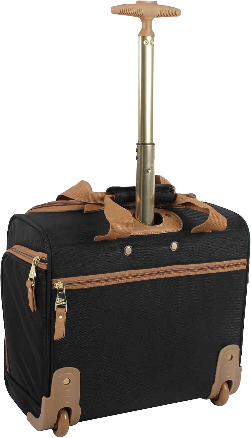 image:imageSteve Madden Designer Luggage Collection 3 Piece Softside Expandable Lightweight Spinner Suitcase Set Travel Set Includes an Under Seat Bag 20Inch Carry on and 28Inch Checked Suitcase ShadowHarlo Black