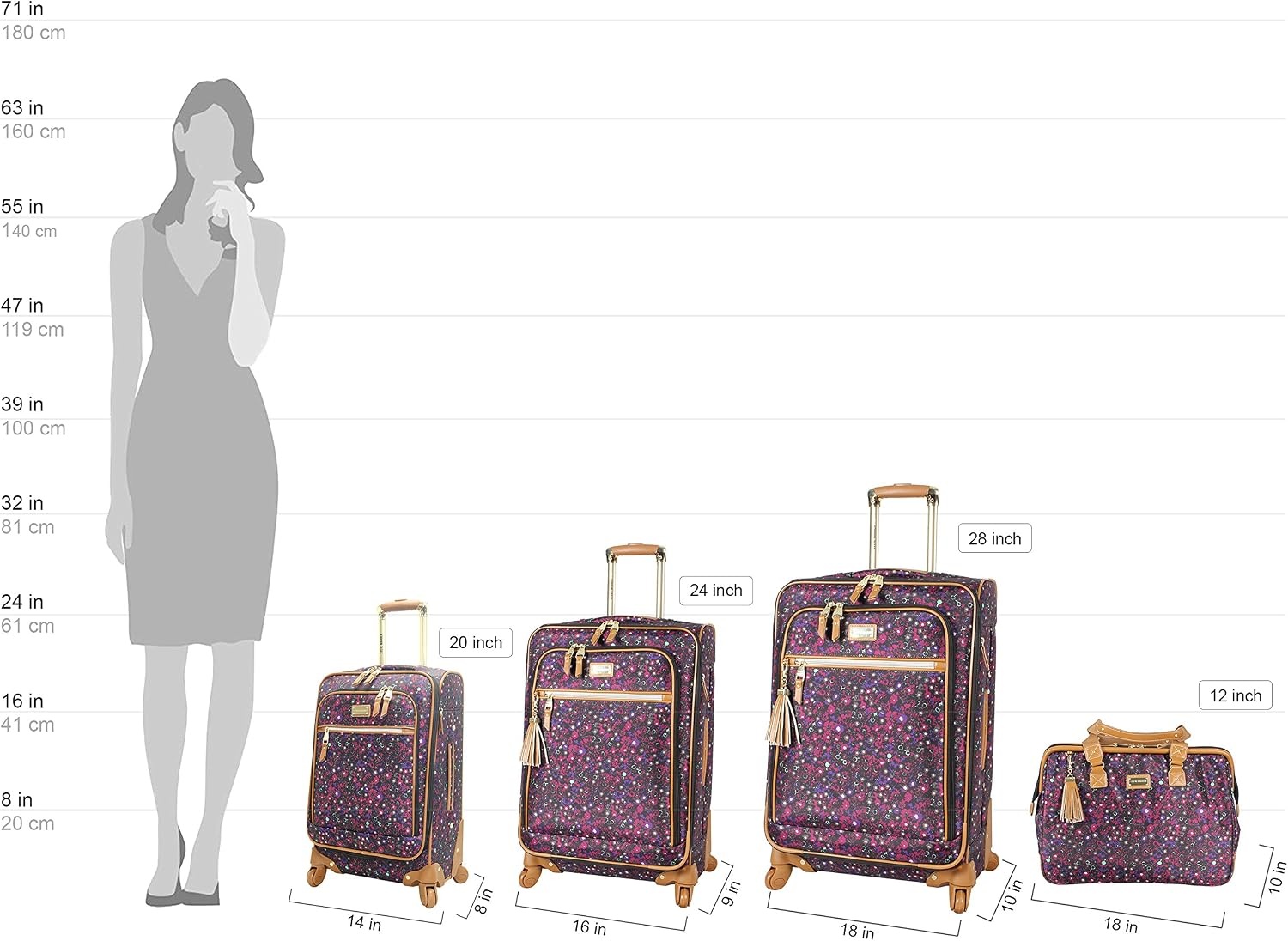 image:imageSteve Madden DesignerGepckkollektion 4teiliges SoftsideKofferSet ReiseSet enthlt eine Tragetasche 508 cm Handgepck 61 cm und 711 cm Karierte Koffer Blue One Size TravelDark Purple