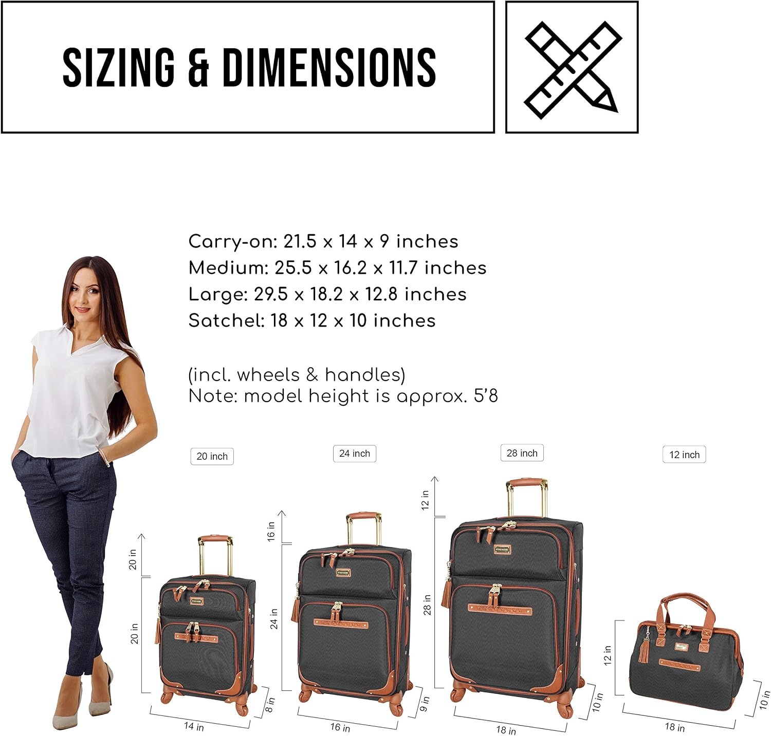 image:imageSteve Madden DesignerGepckkollektion 4teiliges SoftsideKofferSet ReiseSet enthlt eine Tragetasche 508 cm Handgepck 61 cm und 711 cm Karierte Koffer Blue One Size TravelBlack