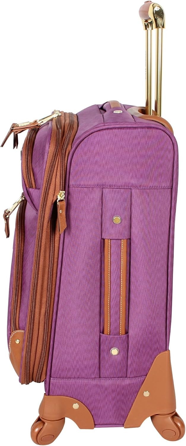 image:imageSteve Madden DesignerGepckkollektion Leichter SoftsideKoffer fr Damen und Herren strapazierfhige 508 cm groe Tragetasche mit 4 rollenden SpinnerRdern Peekaboo Purple 20in Carry on Bag WithGlobal Purple