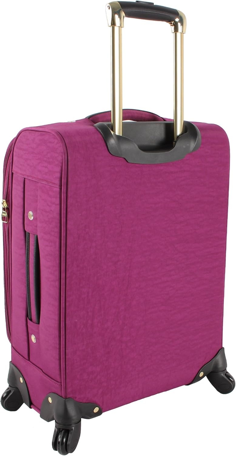 image:imageSteve Madden DesignerGepckkollektion Leichter SoftsideKoffer fr Damen und Herren strapazierfhige 508 cm groe Tragetasche mit 4 rollenden SpinnerRdern Peekaboo Purple 20in Carry on Bag WithPeekaboo Purple