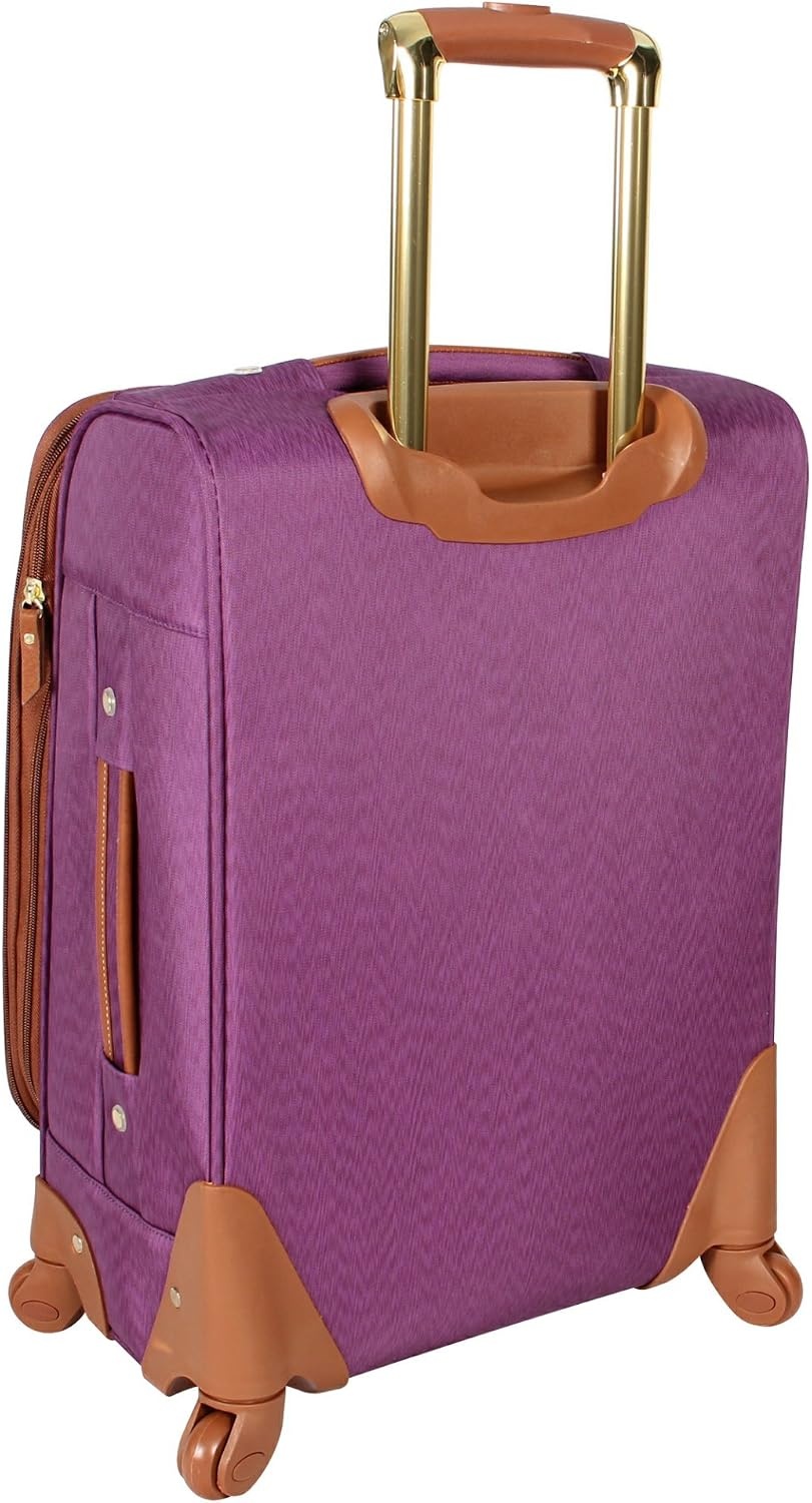 image:imageSteve Madden DesignerGepckkollektion Leichter SoftsideKoffer fr Damen und Herren strapazierfhige 508 cm groe Tragetasche mit 4 rollenden SpinnerRdern Peekaboo Purple 20in Carry on Bag WithGlobal Purple