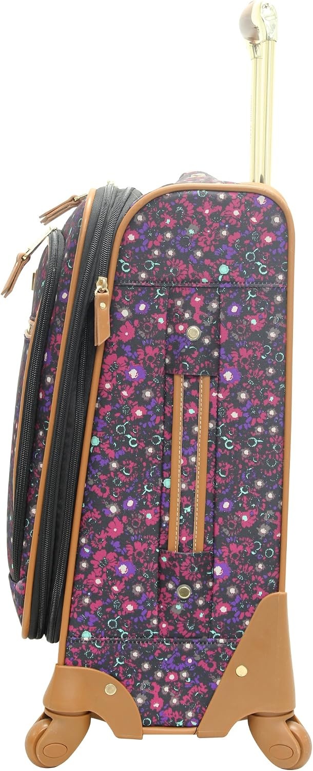 image:imageSteve Madden DesignerGepckkollektion Leichter SoftsideKoffer fr Damen und Herren strapazierfhige 508 cm groe Tragetasche mit 4 rollenden SpinnerRdern Peekaboo Purple 20in Carry on Bag WithDark Purple