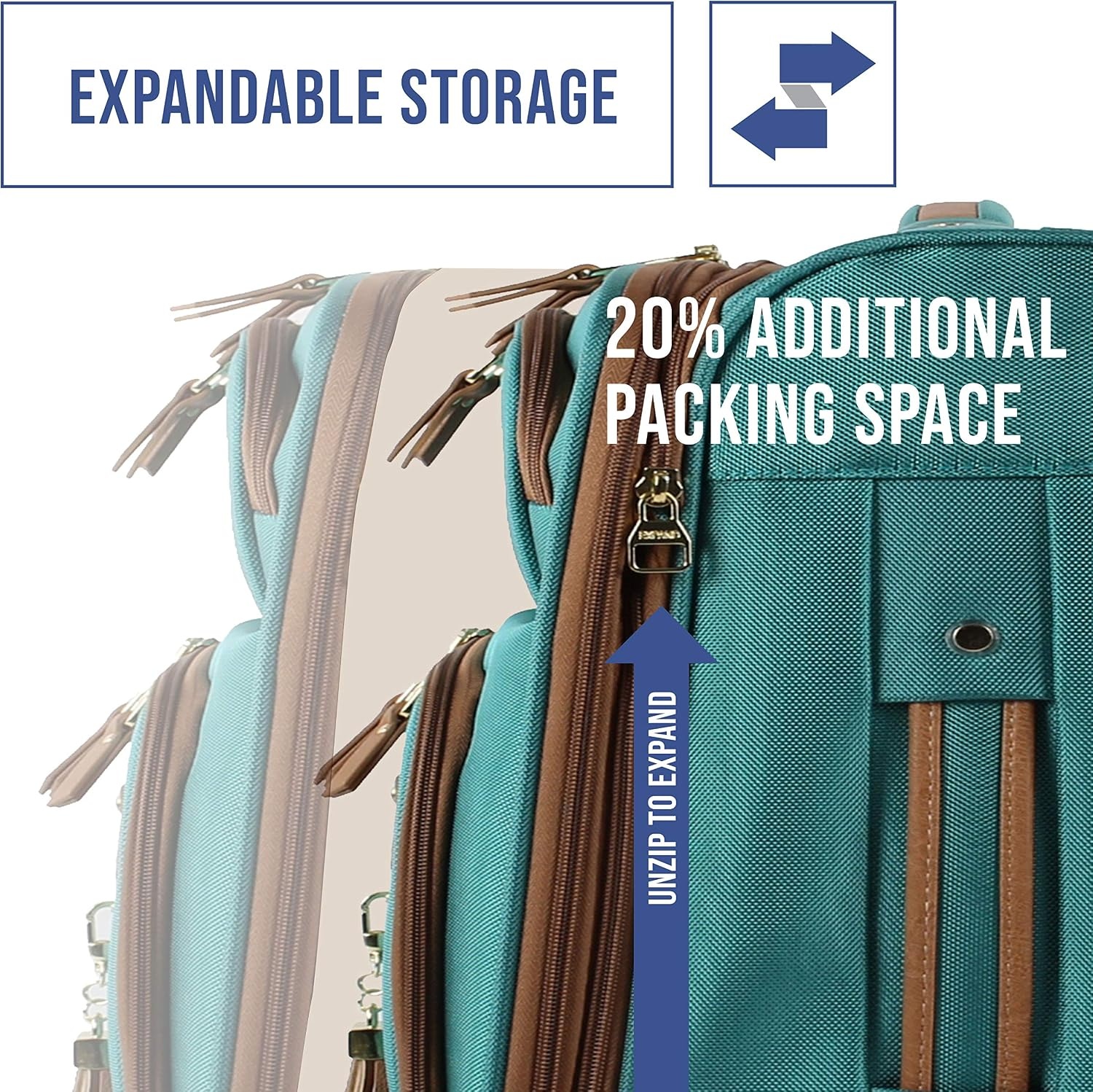 image:imageSteve Madden DesignerGepckkollektion Leichter SoftsideKoffer fr Damen und Herren strapazierfhige 508 cm groe Tragetasche mit 4 rollenden SpinnerRdern Peekaboo Purple 20in Carry on Bag WithHarlo Teal Blue