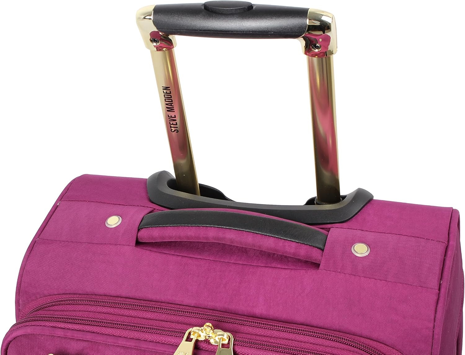 image:imageSteve Madden DesignerGepckkollektion Leichter SoftsideKoffer fr Damen und Herren strapazierfhige 508 cm groe Tragetasche mit 4 rollenden SpinnerRdern Peekaboo Purple 20in Carry on Bag WithPeekaboo Purple
