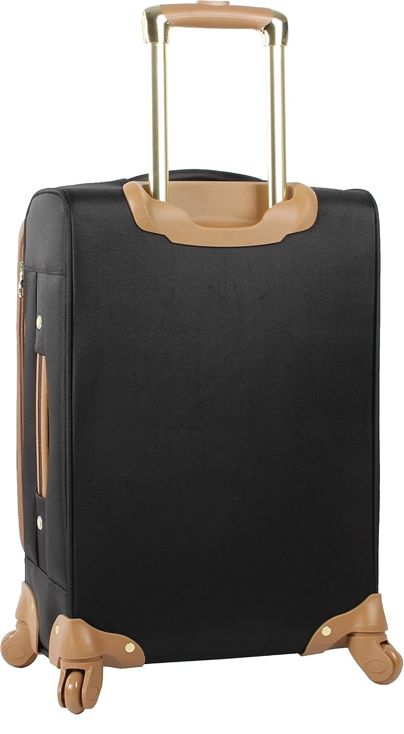 image:imageSteve Madden DesignerGepckkollektion Leichter SoftsideKoffer fr Damen und Herren strapazierfhige 508 cm groe Tragetasche mit 4 rollenden SpinnerRdern Peekaboo Purple 20in Carry on Bag WithHarlo Black