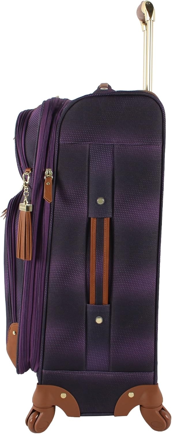 image:imageSteve Madden DesignerGepckkollektion Leichter SoftsideKoffer fr Damen und Herren strapazierfhige 508 cm groe Tragetasche mit 4 rollenden SpinnerRdern Peekaboo Purple 20in Carry on Bag WithShadow Purple