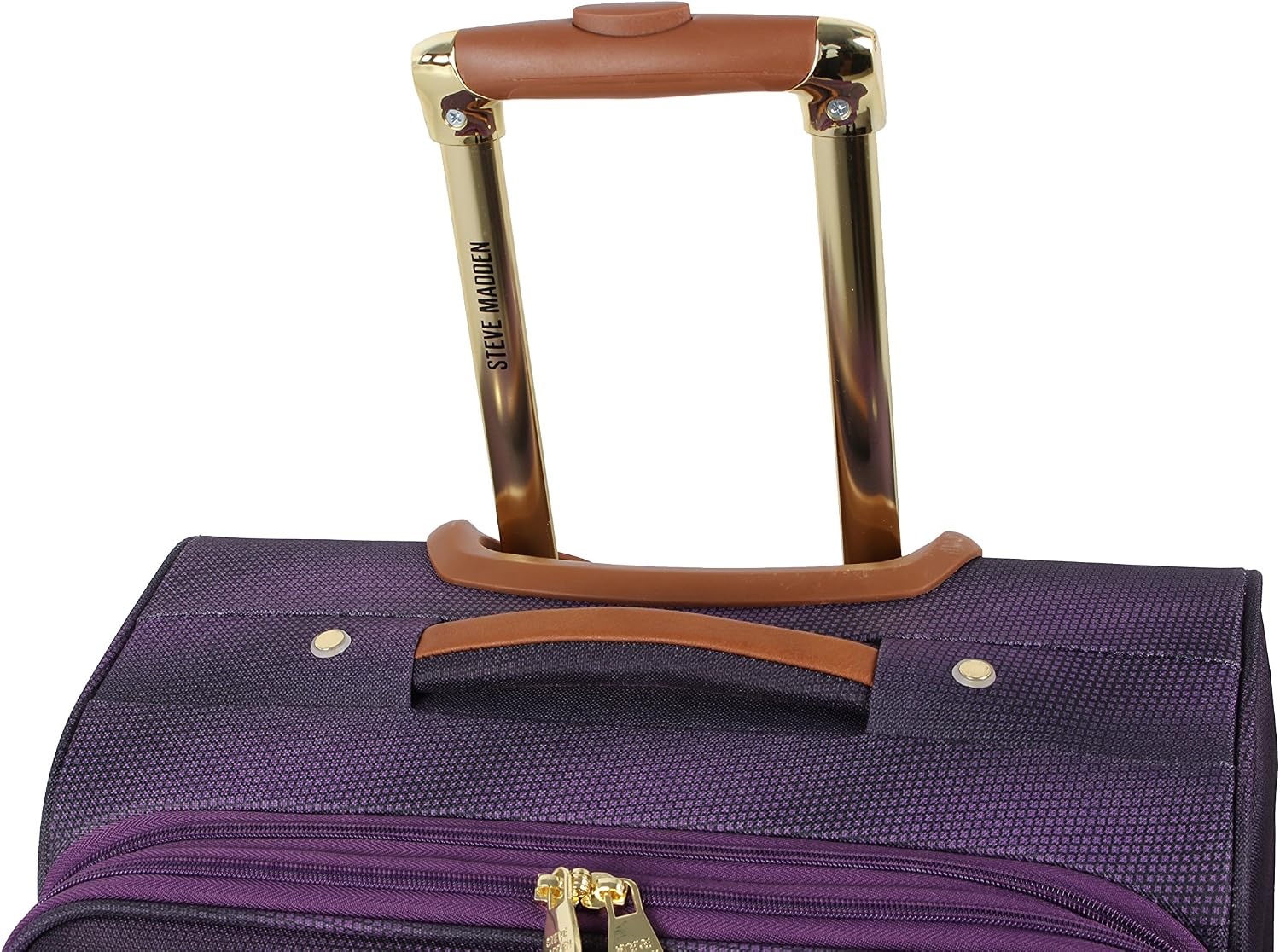 image:imageSteve Madden DesignerGepckkollektion Leichter SoftsideKoffer fr Damen und Herren strapazierfhige 508 cm groe Tragetasche mit 4 rollenden SpinnerRdern Peekaboo Purple 20in Carry on Bag WithShadow Purple