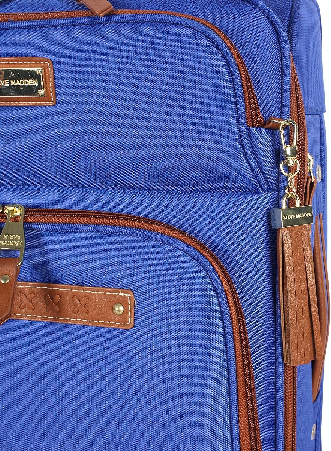image:imageSteve Madden DesignerGepckkollektion Leichter SoftsideKoffer fr Damen und Herren strapazierfhige 508 cm groe Tragetasche mit 4 rollenden SpinnerRdern Peekaboo Purple 20in Carry on Bag WithGlobal Blue