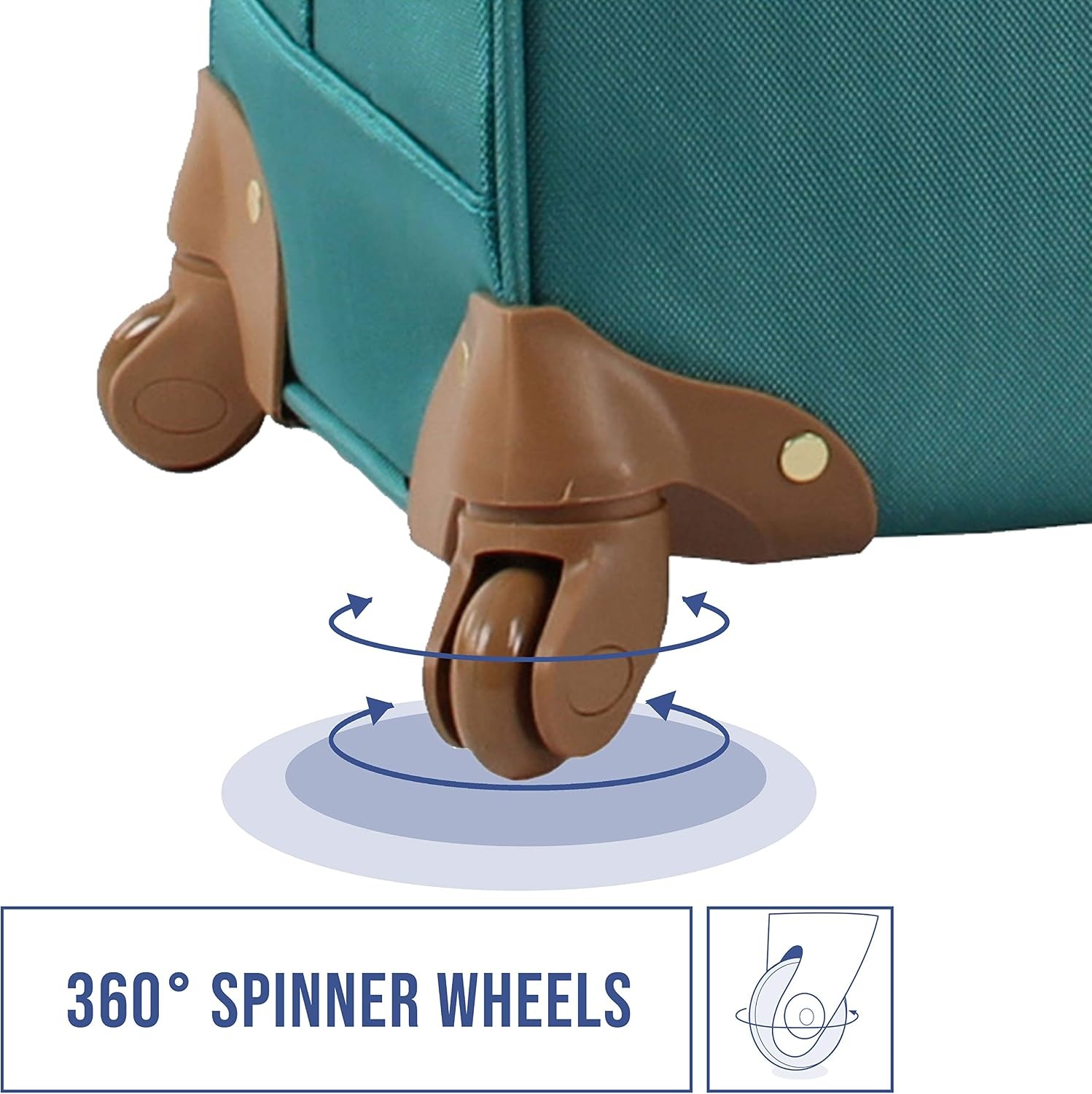 image:imageSteve Madden DesignerGepckkollektion Leichter SoftsideKoffer fr Damen und Herren strapazierfhige 508 cm groe Tragetasche mit 4 rollenden SpinnerRdern Peekaboo Purple 20in Carry on Bag WithHarlo Teal Blue