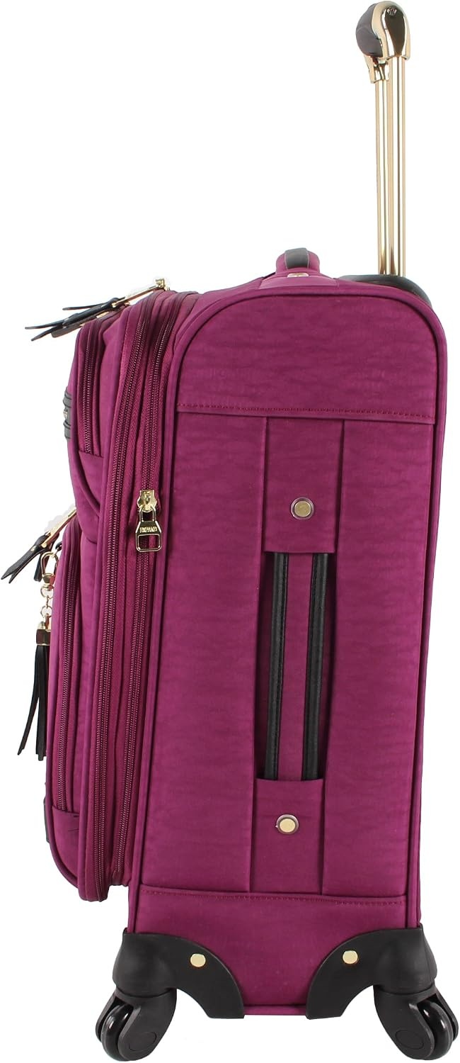 image:imageSteve Madden DesignerGepckkollektion Leichter SoftsideKoffer fr Damen und Herren strapazierfhige 508 cm groe Tragetasche mit 4 rollenden SpinnerRdern Peekaboo Purple 20in Carry on Bag WithPeekaboo Purple