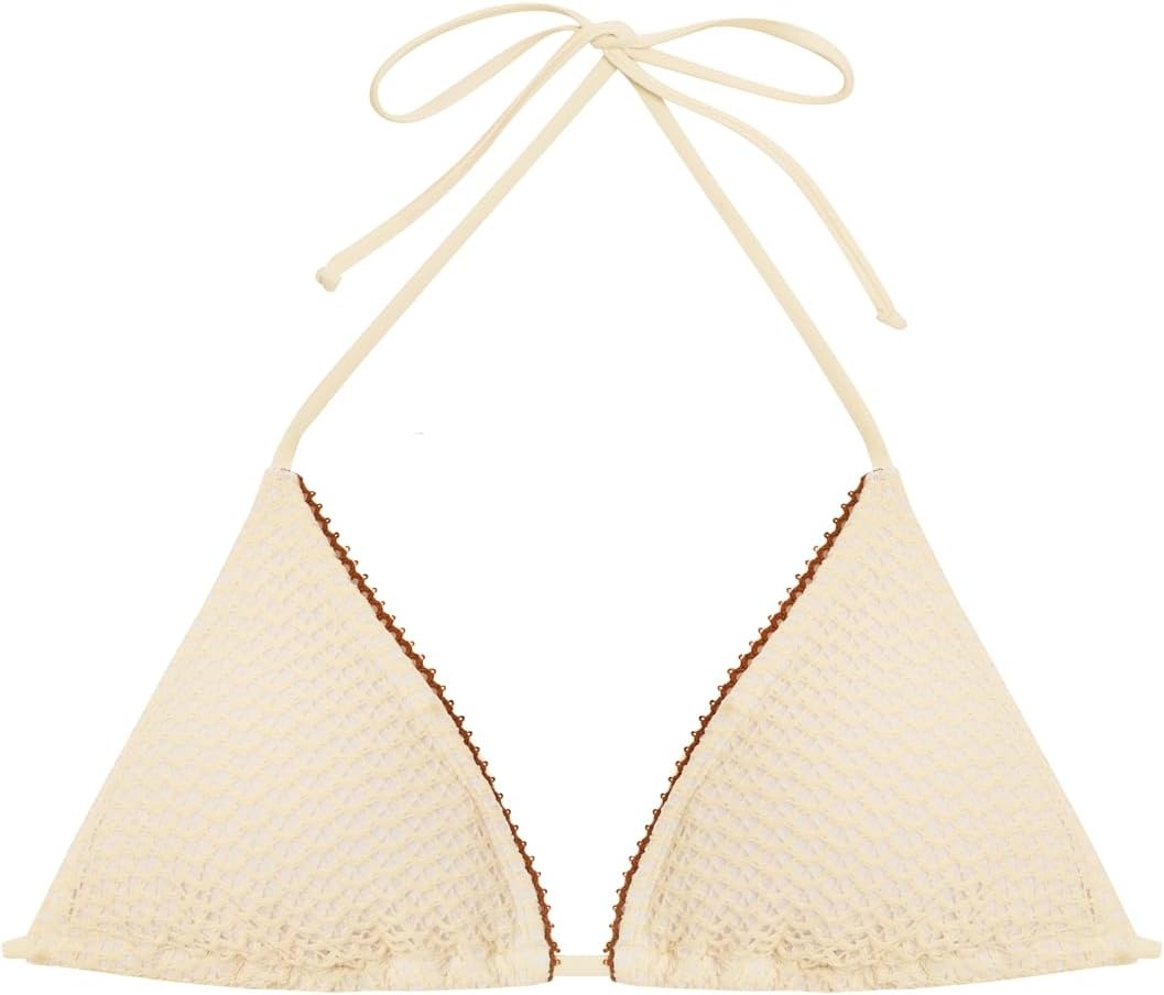 image:imageSteve Madden Womens Basic Tie Halter Triangle Bikini TopPearl Cozy Crochet
